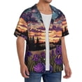 thumbnail image 2 of Vsdgher Starry Night Purple Irises Men's Cuban Shirt, Hawaiian Shirts, Business Casual Button Down Shirts, Short Sleeve Shirt-X-Large, 2 of 5