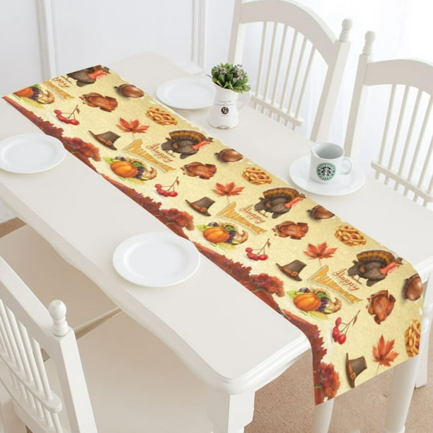 MYPOP Happy Thanksgiving Day Table Runner Home Decor 16x72 ...