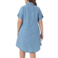 thumbnail image 4 of DARING DIVA Women's Plus Size Denim Short Sleeve Button Down Dress 2X Sky Blue, 4 of 6