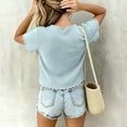 thumbnail image 4 of yillto Short Sleeve Tee for Girls Round Neck Shirts Bow Ruffle Sleeve Summer Cute Tops 3-14 Years, 4 of 7