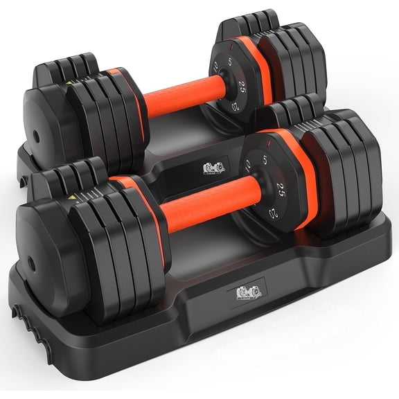 UPGO Adjustable Dumbbells Set 25LB A Pair Dumbbells Weights, 5 in 1 Free Weights 5/10/15/20/25lb/50lb Dumbbell with Anti-Slip Handle, Suitable for Home Gym Exercise Equipment