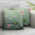 thumbnail image 3 of Qinduosi Throw Pillow Covers Bird Spring Blooming Flowers Green Background Square Pillowcases for Home Decor Sofa Car Bedroom Pillow case White, 3 of 5