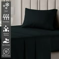 thumbnail image 4 of Pizuna 400 TC Twin-XL Cotton Sheet Set – Ultra Soft Sateen Weave, Long Staple Cotton, Fits Mattress up to 15” Deep – Black, 4 of 6