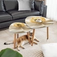 thumbnail image 2 of Set of 2 Triangle End Table Modern White Floral Golden Leaves Neutral Beige Botanical Set of 2 Side Tables End Tables, Nesting Tables for Living Room, 2 of 5