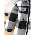 thumbnail image 5 of Kids Plaid Jacket, Long Sleeve Hooded Jacket Zip-up Drawstring Outwear Fall Clothes, 5 of 7