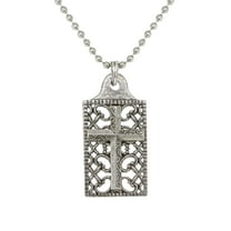 1928 Jewelry Pewter Cross Square Dog Tag Pendant 22 In