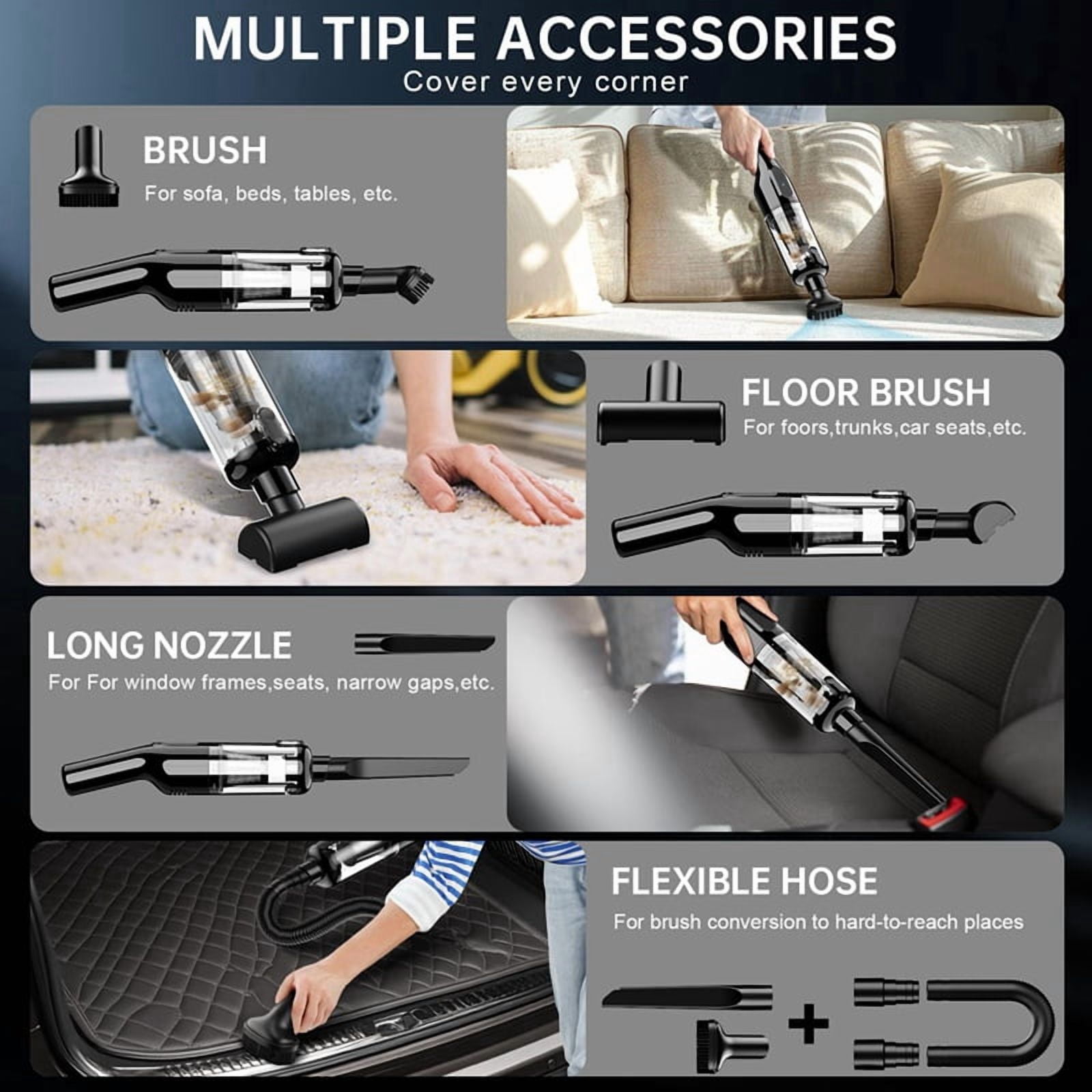 Handheld Car Vacuum Cleaner, Car Vacuum with 16000Pa Powerful Suction