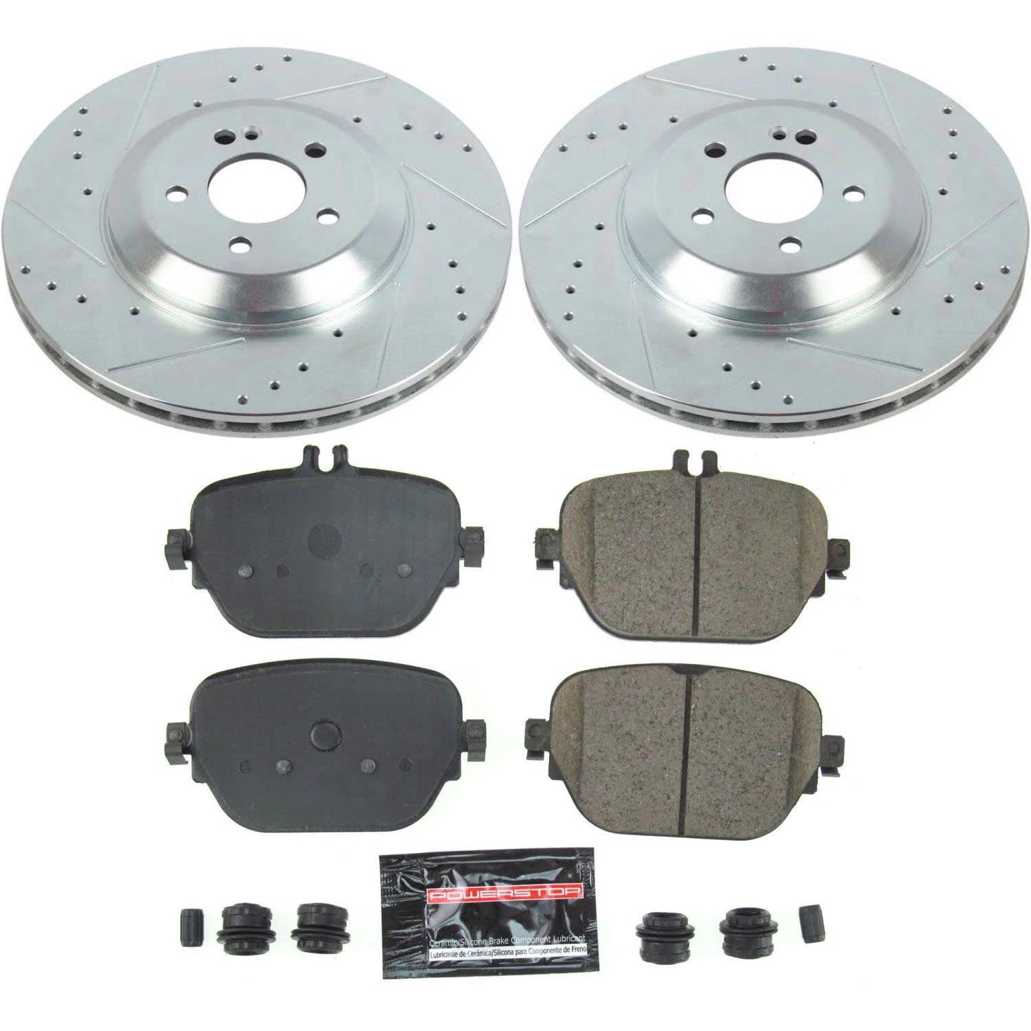 PowerStop Rear Z23 Evolution Sport Carbon-Fiber Ceramic Brake Pad and Drilled & Slotted Rotor Kit Fits: MERCEDES-BENZ Select Models K8153
