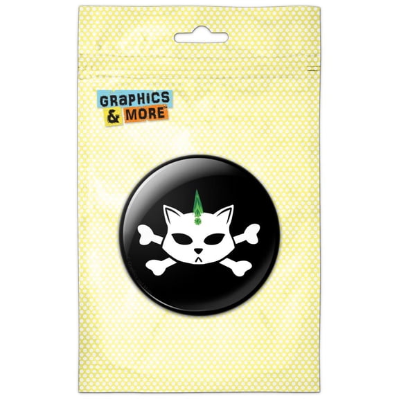 Skulls Crossbones Cat Stick Figure Family Pet Pinback Button Pin Badge