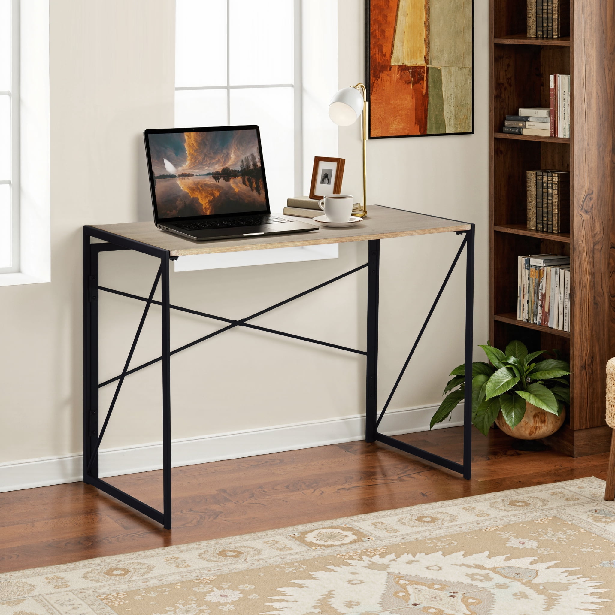 Homy Casa 39.4" Writing Desk - Compact Computer Desk for Small Spaces, Home Office Study Workstation