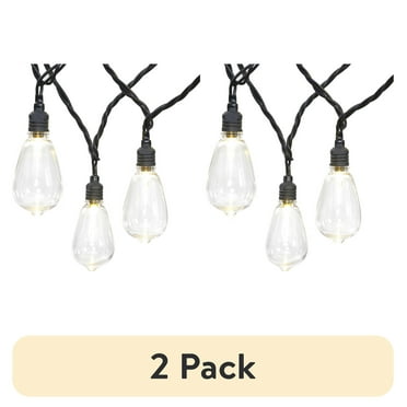 (2 pack) Mainstays 30-Count Warm White LED Edison Bulb Outdoor String Lights with Black Wire