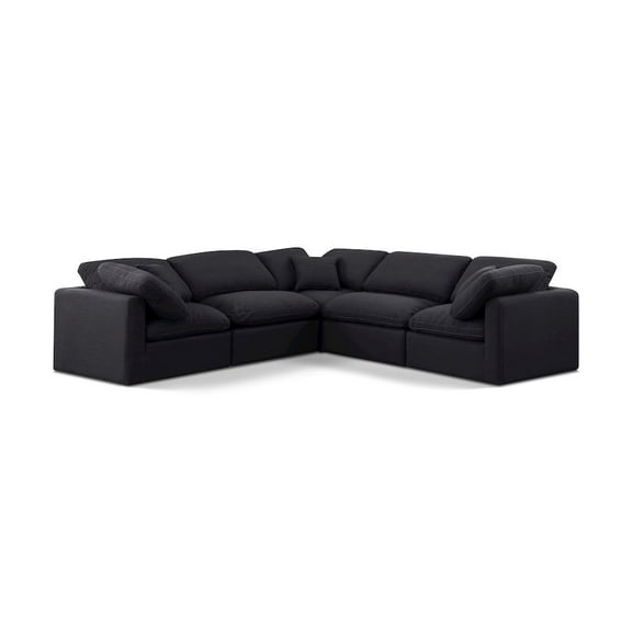 Meridian Furniture Indulge 158.5" Fabric L-Shaped Modular Sectional in Black