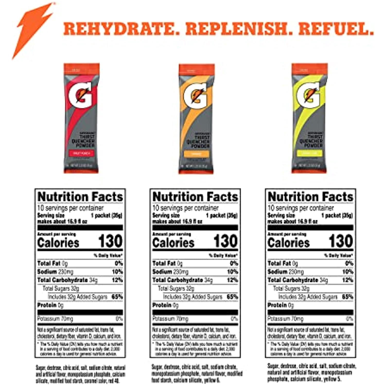 Gatorade Thirst Quencher Powder Sticks, 3 Flavor Variety Pack, (30 Pack)