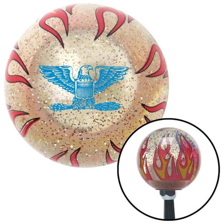 American Shifter Blue Coast Guard Captain Eagle Clear Flame Metal Flake Shift Knob with M16 x 1.5 Insert Brody