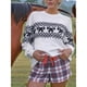 thumbnail image 4 of Suéter de Punto para Mujer con Estampado de Lazo en Forma de Corazón, Larga, Cuello Redondo, Estilo Casual Negro XL, 4 of 6
