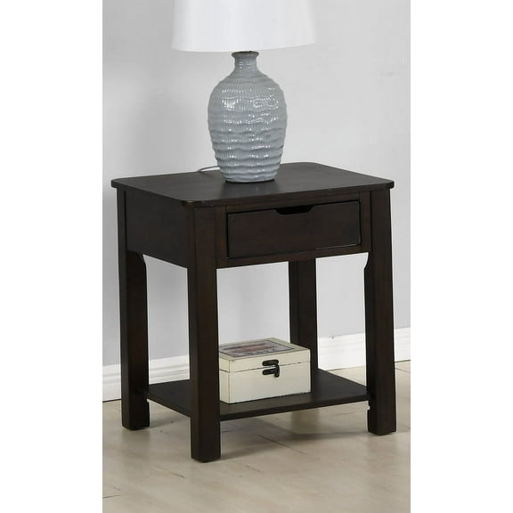 GeeHome Flora 20" Dark Brown MDF End Table with Drawer