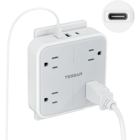 Multi Plug Outlet Extender, Sur Protector Splitter with 3 USB (1 USB C Port) Wall Char r, Multiple Expander for Travel, Home, Colle Dorm Room