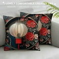 thumbnail image 3 of Shiartex Chinese Lanterns and Flowers Floral，Printed Throw Pillow Square Decorative Pillow Case for Sofa, Chair, Daybed，Red and Black，Multi-Size, 3 of 5