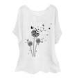 thumbnail image 1 of Birdeem Mode Femmes Coton et Lin Imprimé Col Rond Manches Courtes Haut Chemises Blouses, 1 of 12