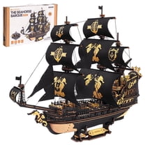 ROBOTIME Wooden 3D Puzzle - The Seahorse Barque, 1:100 Scale DIY Mechanical Building Kits Toys for Home Decor, Xmas Gifts for Adults Teens