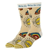 OoohYeah Men's Funny Colorful Crew Socks, Novelty Cotton Socks, Positive, One Size