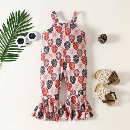

TOWED22 Toddler Boy Summer Outfits Toddler Kid Baby Girl 4th of July Outfit Sleeveless Star Halter Romper One Piece Jumpsuit Overalls Bell Bottoms A