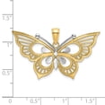 thumbnail image 2 of DewberryDiamonds 14k Two-tone Gold Diamond-cut Butterfly Pendant (Weight : 2.19gm, Length : 25.6mm, Width : 37.6mm), 2 of 5