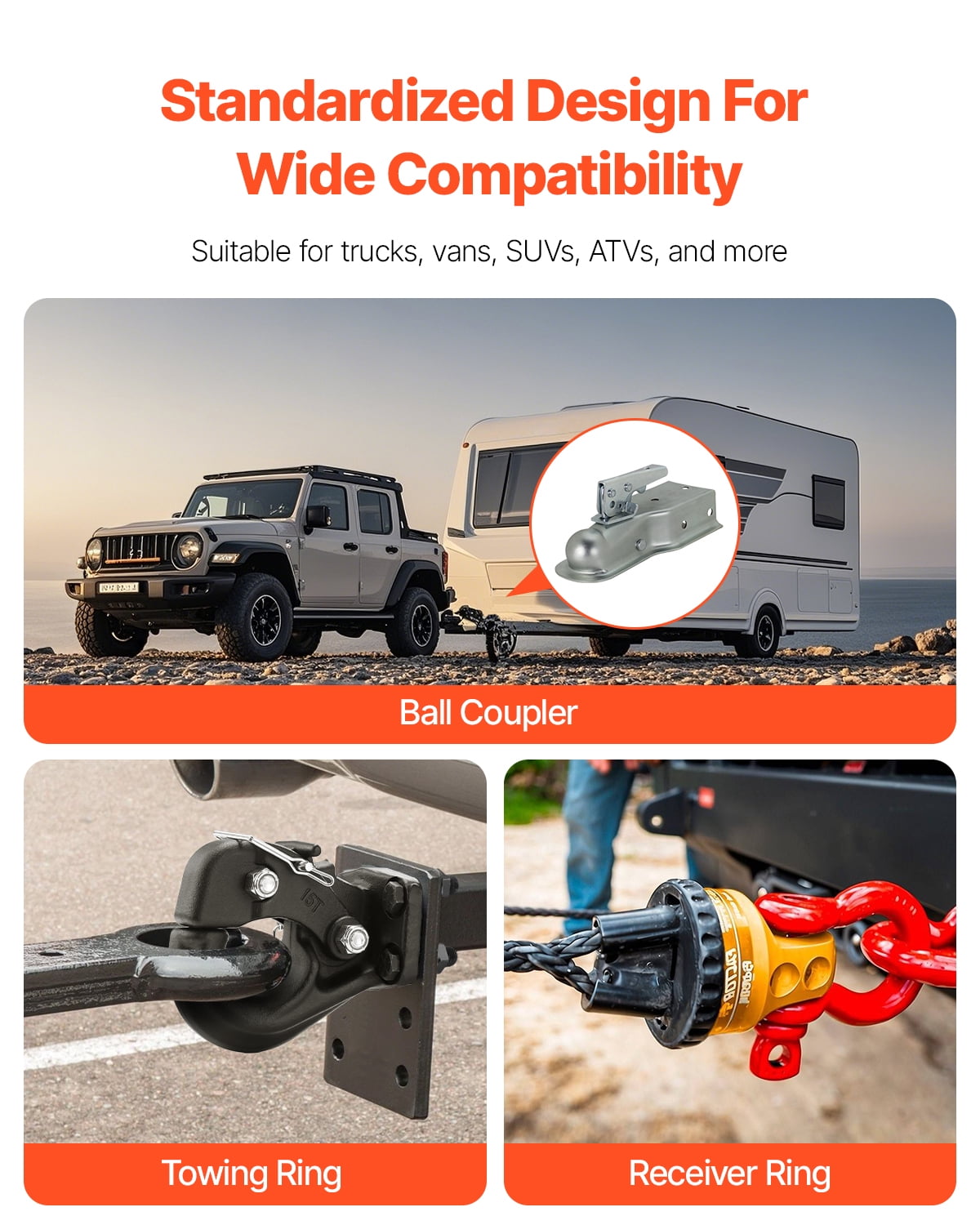 VEVOR Pintle Hook, 30000 lbs Towing Capacity, Trailer Hitches Receiver Hook Fits for 2.5 to 3-inch Lunette Ring with Mounting Kit, Wear-resistant, Black Powder Coat, Suitable for Various Vehicles