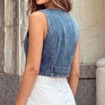 thumbnail image 6 of Tqcoqu Womens Summer Cropped Denim Vest, V-Neck Crop Western Jean Vest Top for Women Country Trendy Outfits, 6 of 6