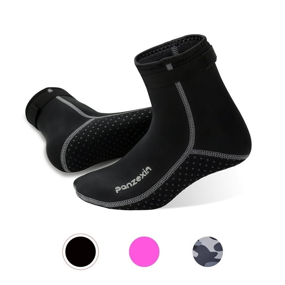 Panzexin 3mm Neoprene Diving Socks, Snorkeling Beach Socks with Sand-Proof Sole, Comfort Fit for Fins & Water Sports