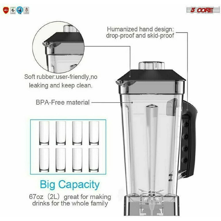 BioloMix Heavy Duty Professional Blender, Peak 2200W Commercial Grade Bar Blender with 70oz Container for Shakes, Smoothies, Ice Crushing, Frozen