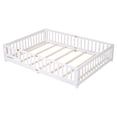 thumbnail image 5 of Queen Size Floor Bed with Fence for Kids, Wood Montessori Toddler Bed Frame with Door and Slats Support, Queen Size Platform for Girls and Boys, White, 5 of 8