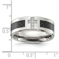 thumbnail image 6 of Auriga Fine Jewelry Stainless Steel Polished with Black Carbon Fiber Inlay CZ Cross 8mm Band Size 10.5, 6 of 8