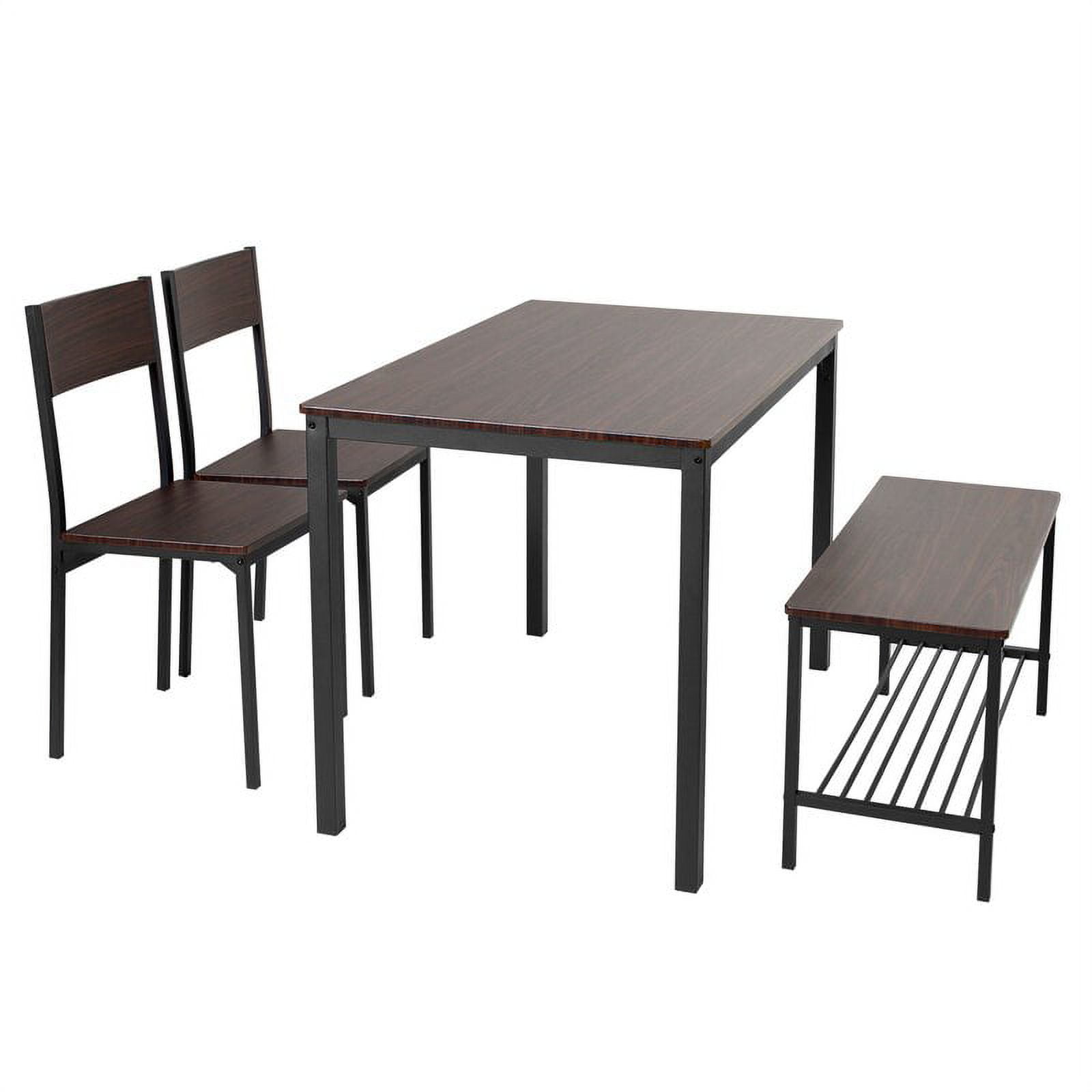 SogesPower Dining Table Set for 4, Kitchen Table with 2 Chairs and 1 Bench, Use for Living Room Dining Room Kitchen, Brown