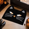 thumbnail image 3 of Cute Black Cat Face Shaped Halloween Bath Rug, Non‑Slip Soft Fabric Floor Doormat, Indoor Holiday Decor Mat for Entryway Bathroom Home Decoration, 3 of 6
