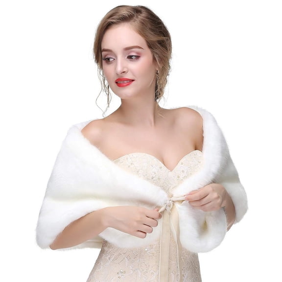 Luxurious Faux Furs Capelet for Bride and Bridesmaids Furry Shawl Wrap Bows Tie Boleros for Weddings and Photography