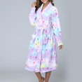 thumbnail image 5 of XIAONU Womens Plush Robe Relaxed Fit Geometric Print Sleepwear Warm Stylish Loungewear Gown, 5 of 7