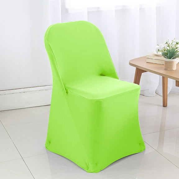 Wedding Linens Inc. (2pcs) Premium (200 GSM) Spandex Stretch Elastic Lycra Folding Chair Covers - Apple Green
