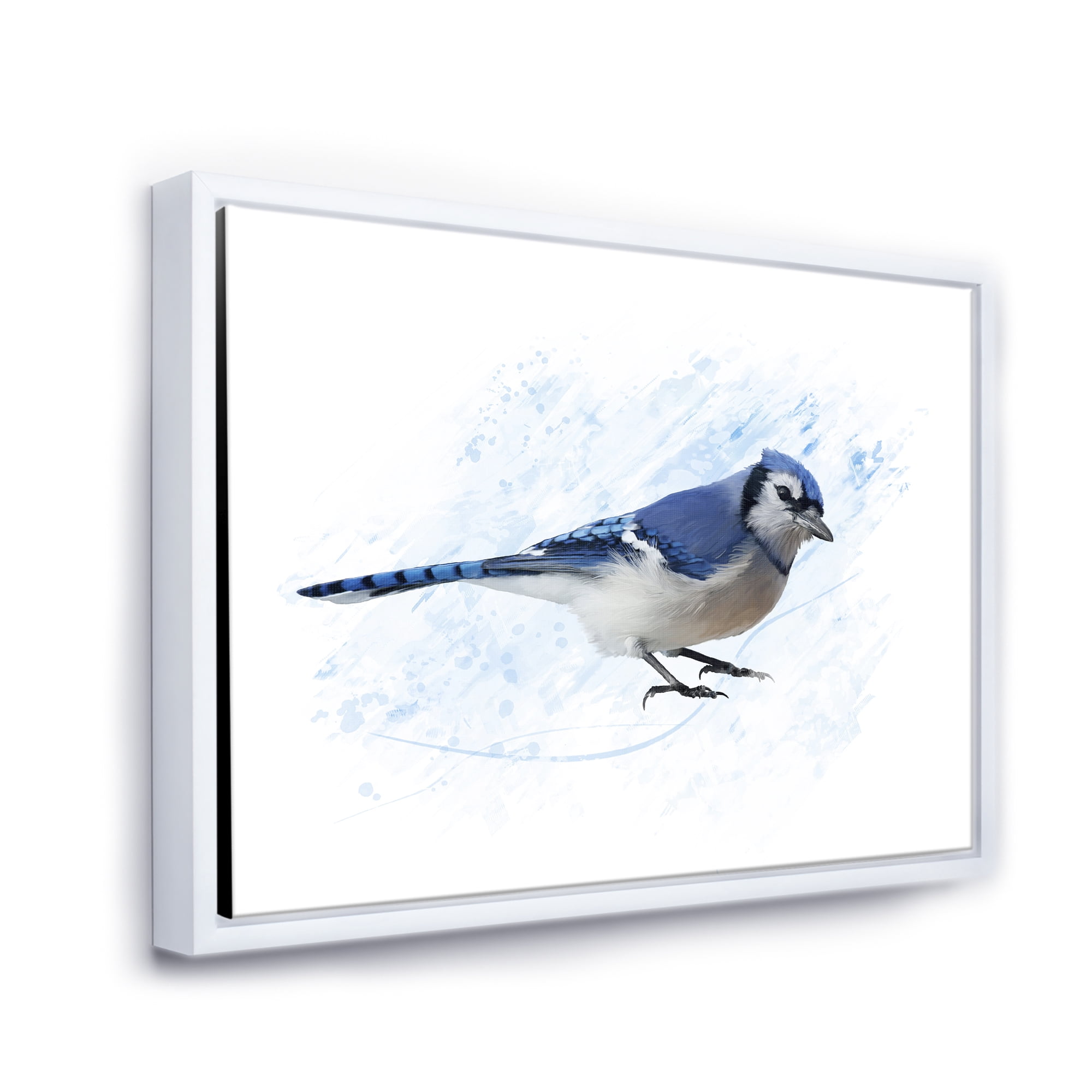 Designart 'Ancient Blue Jay Bird' Traditional Framed Canvas Wall Art Print