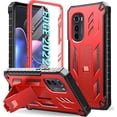 thumbnail image 1 of wonima11 FNTCASE for Motorola Moto Edge 2022 Case: Drop Proof Protection Cover with Kickstand | Matte Textured Shockproof TPU | Military Grade Protective Sturdy 5G Phone Case - Red(Not for Edge 2021), 1 of 1