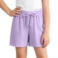 thumbnail image 4 of Fengqque 3 Pack Boys and Girls Shorts Athletic Casual Summer Teens Dstring Basketball Solid Color Shorts Purple 13-14 Years, 4 of 9