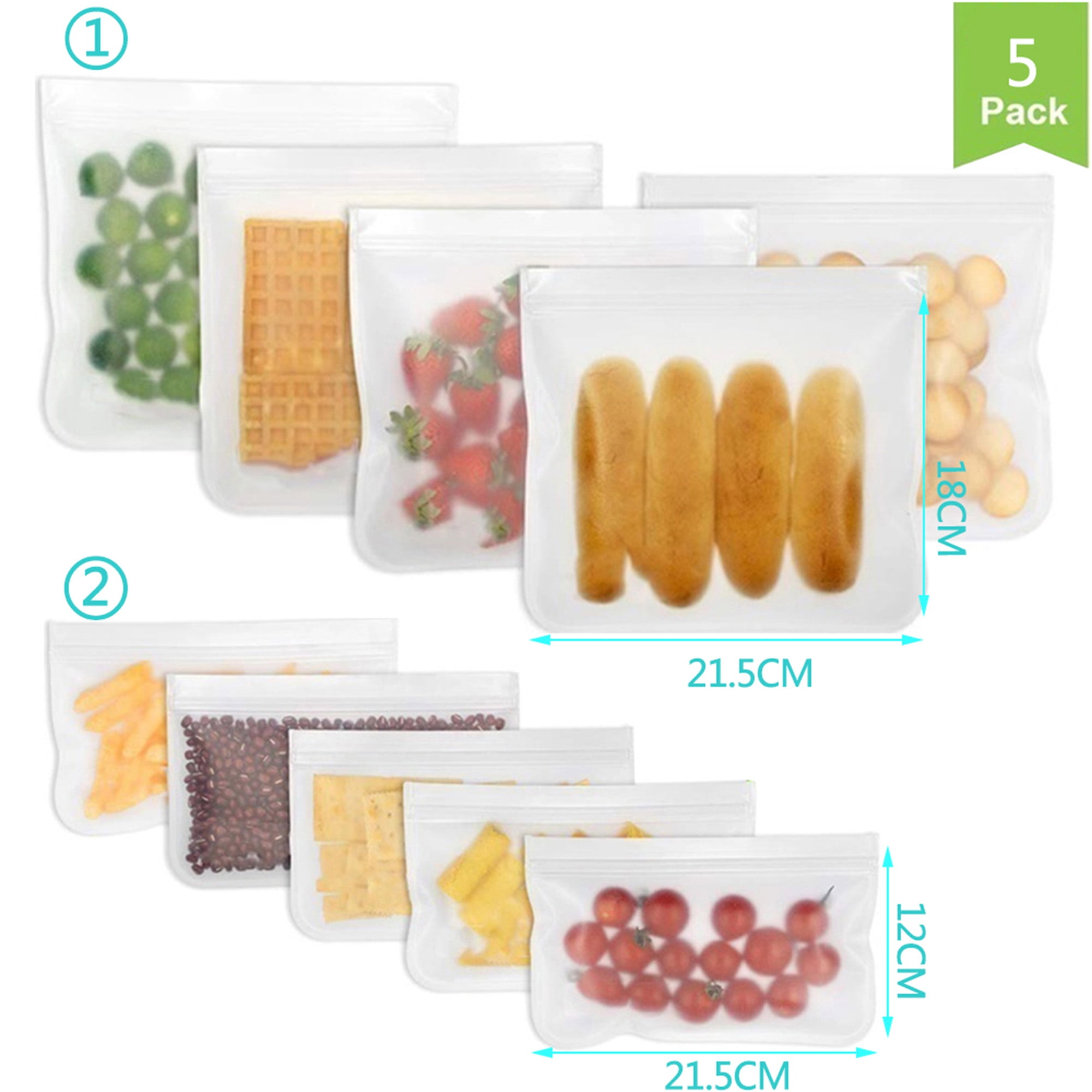 SAYFUT Reusable Snack Bag 5 Pack Mini Bag, Waterproof Resealable Food