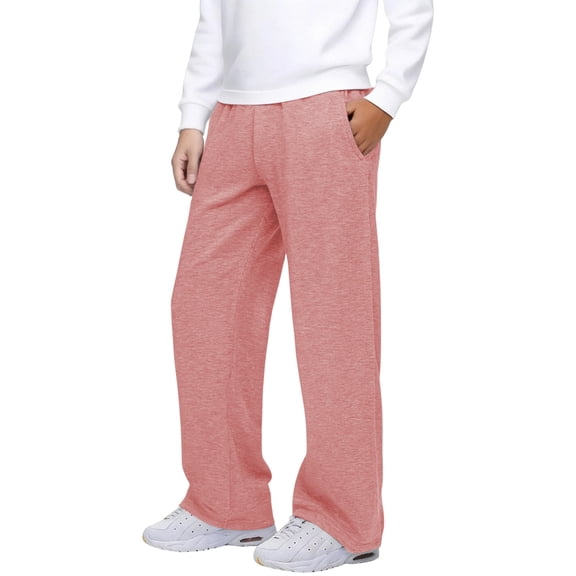KPOPLK Boy’s Baggy Sweatpants Clothing Athletic Wide Leg Joggers Elastic Waist Track Pants Open Bottom Pants with Pockets Size 11-12 Years,Pink