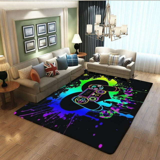 Teen Boys Carpets Printed Gamepad Living Room Mat Gamer Bedroom Area Rugs Controller Player Home Decor Non-Slip Crystal Sofa Floor 60*120cm