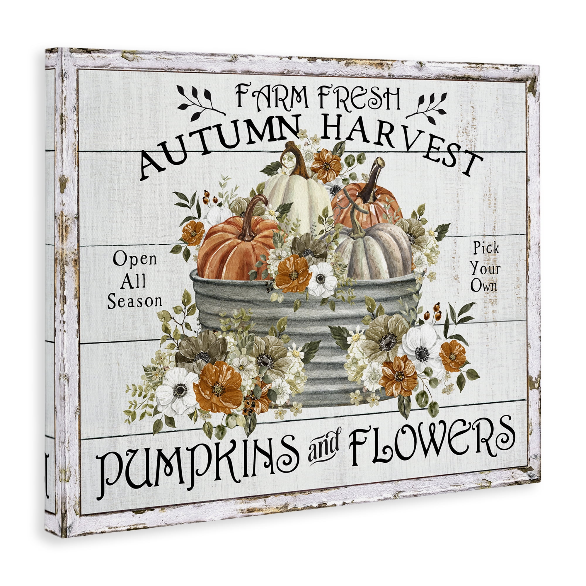 Stupell Industries Farm Fresh Harvest Pumpkin Holiday Painting Gallery Wrapped Canvas Art Prints Wall Art, 48 x 36