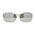 thumbnail image 2 of Xloop Mens Wrap Futuristic Half Rim Mirror Sport Sunglasses White Silver Mirror, 2 of 4
