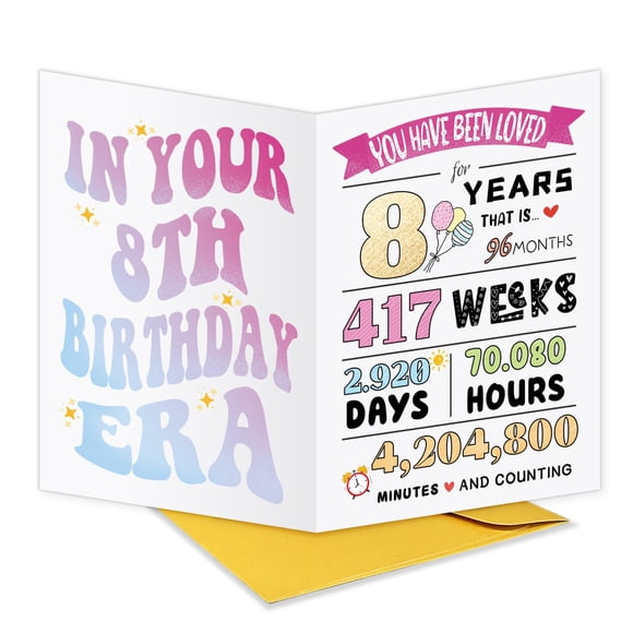 Tarjeta de felicitación UUEFKTN para 8.º cumpleaños 20 x 13,5 cm