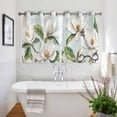 thumbnail image 3 of White Floral Kitchen Curtains Short 45 Inch Length, Pastoral Farmhouse Magnolia Flowers Leaves Grommet Top Bedroom Living Room Curtains, Light Filtering Cafe Curtain Drapes 2 Panels Set 84''x45'', 3 of 9