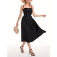 thumbnail image 4 of Vestido midi casual de verano para mujer, sin mangas, sin espalda, vestido de una línea de moda con bolsillos laterales de corte bajo,Black,L, 4 of 8
