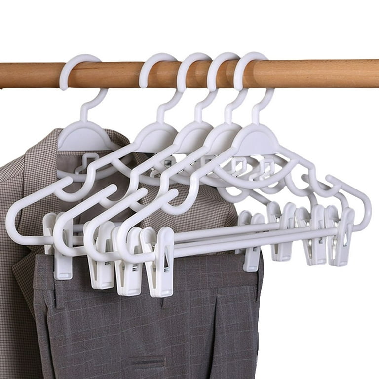 10pcs Clothes Hangers with Clips Plastic Space Saving Non-Slip Skirt  Organizer Heavy Duty Slim Plastic Hangers Clip Hangers for Pants Rotating Swivel  Hook Trousers Skirts Pants Rack White 